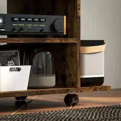 HOMCOM Modern TV Cabinet Stand Storage Shelves Table Mobile Bedroom Furniture Bookshelf Bookcase Rustic Brown - 9