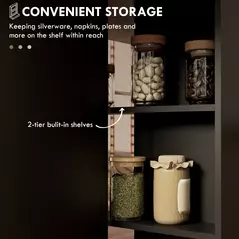 HOMCOM 80-140 cm Folding Dining Table for 4-6 People, Drop Leaf Table with 2-Tier Shelves, Rolling Casters, for Small Spaces, Kitchen, Flat, Dining Room, Oak and Black - 5