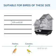 PawHut Metal Bird Cage for Finch, Canary w/ Food Containers, Swing Ring, Tray, Handle, 39 x 33 x 47cm - 7