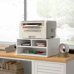 HOMCOM Three-Compartment Printer Storage Cabinet - White - 8