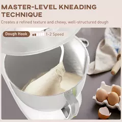 HOMCOM 1300W Kitchen Stand Mixer, with Accessories - White - 5