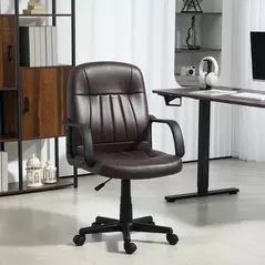 HOMCOM Swivel Executive Chair PU Leather Computer Desk Chair, Dark Brown - 7