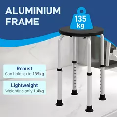 HOMCOM Shower Chair, Height Adjustable Aluminium Shower Stool with Non-Slip Feet for Disabled, Elderly, Black - 4