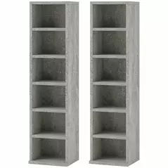 HOMCOM Set of Two 102 CD Storage Units - Cement Grey - 1