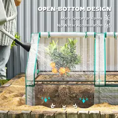 Outsunny Metal Planter Box with Cover, Raised Garden Bed with Greenhouse, for Herbs and Vegetables, White and Dark Grey - 6