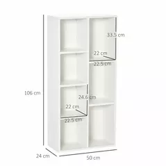 HOMCOM Seven-Cube Bookcase - White Wood Effect - 3