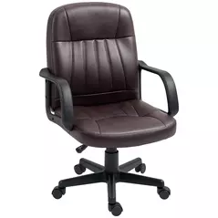 HOMCOM Swivel Executive Chair PU Leather Computer Desk Chair, Dark Brown - 1