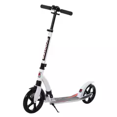 HOMCOM Foldable Kick Scooter with Double Shock Absorption and Big Wheels, Height Adjustable Aluminium Frame Big Wheel Scooter for 14+ Teens Adult - White - 1