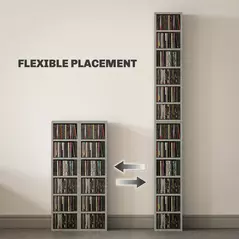 HOMCOM Set of Two 102 CD Storage Units - Cement Grey - 5