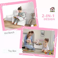 AIYAPLAY 2-in-1 Toy Box for Kids with Lid for Bedroom, Nursery, Playroom, Pink - 4