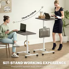 HOMCOM 75-115cm Manual Adjustable Sit-To-Stand Desk - White/Grey - 4