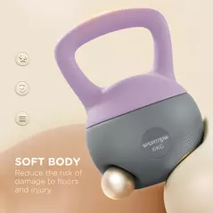 SPORTNOW 6KG Soft Kettlebell, Kettle Bell with Non-Slip Handle for Home Gym, Weight Lifting, Strength Training, Purple/Grey - 4