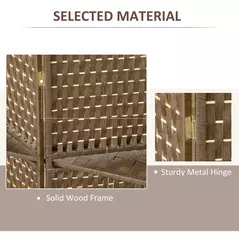 HOMCOM 4-Panel Room Dividers with Shelves, Wave Fibre Freestanding Folding Privacy Screen Panels, Partition Wall Divider for Indoor Bedroom Office, 180 cm, Brown - 5