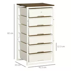 HOMCOM Bedroom Chest of Drawers, 6-Drawer Dresser, Tall Storage Drawer Unit with Steel Frame for Living Room, White - 3