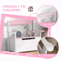 AIYAPLAY 2-in-1 Toy Box for Kids with Lid for Bedroom, Nursery, Playroom, Pink - 5
