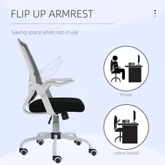 Vinsetto Mesh Office Chair, Computer Desk Chair with Flip-up Armrests, Lumbar Back Support and Swivel Wheels, Black - 7
