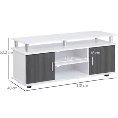 HOMCOM TV Cabinet Unit for TVs up to 50'' with Storage Shelf and Cupboards, Living Room Entertainment Center Media Console, Grey and White - 3