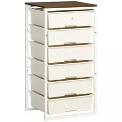 HOMCOM Bedroom Chest of Drawers, 6-Drawer Dresser, Tall Storage Drawer Unit with Steel Frame for Living Room, White - 1