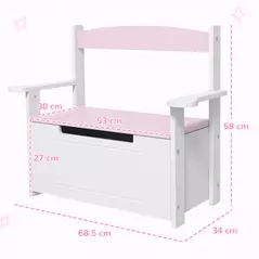 AIYAPLAY 2-in-1 Toy Box for Kids with Lid for Bedroom, Nursery, Playroom, Pink - 3