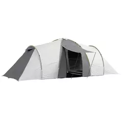 Outsunny Four-Man Tunnel Tent, with Two Bedrooms and Living Room - Grey/Yellow - 1