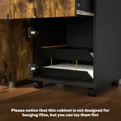 HOMCOM 60cm Filing Cabinet with Drawer, Open Shelf, Metal Handles and 4 Wheels, Office Home Organiser Mobile Printer, Rustic Brown - 7