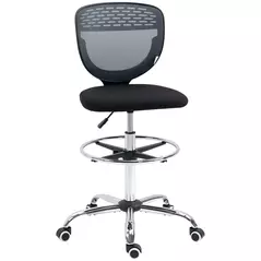 Vinsetto Drafting Chair, Swivel Office Draughtsman Chair, Mesh Standing Desk Chair with Adjustable Foot Ring, Armless, Grey - 1