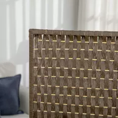 HOMCOM 4-Panel Room Dividers with Shelves, Wave Fibre Freestanding Folding Privacy Screen Panels, Partition Wall Divider for Indoor Bedroom Office, 180 cm, Brown - 7