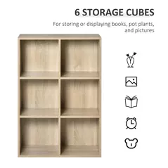 HOMCOM Six-Cube Bookcase - Oak Wood Effect - 5