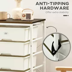 HOMCOM Bedroom Chest of Drawers, 6-Drawer Dresser, Tall Storage Drawer Unit with Steel Frame for Living Room, White - 6