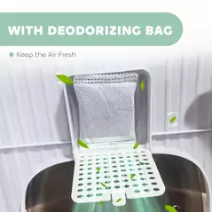 PawHut Cat Litter Box with Lid, Scoop, Deodorisation Bags, Top Entry - 7