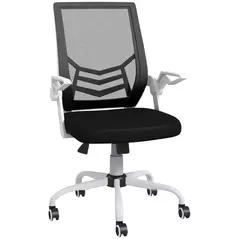 Vinsetto Mesh Office Chair, Computer Desk Chair with Flip-up Armrests, Lumbar Back Support and Swivel Wheels, Black - 1