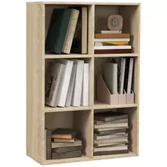 HOMCOM Six-Cube Bookcase - Oak Wood Effect - 1