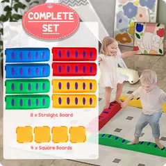 AIYAPLAY 12-Piece Kids Balance Beam Stepping Stones, with Non-Slip Foot Pads, Multicoloured - 7
