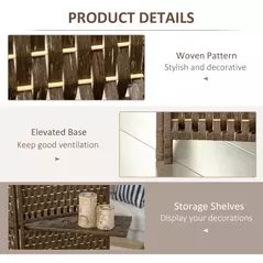 HOMCOM 4-Panel Room Dividers with Shelves, Wave Fibre Freestanding Folding Privacy Screen Panels, Partition Wall Divider for Indoor Bedroom Office, 180 cm, Brown - 6