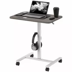 HOMCOM 75-115cm Manual Adjustable Sit-To-Stand Desk - White/Grey - 1