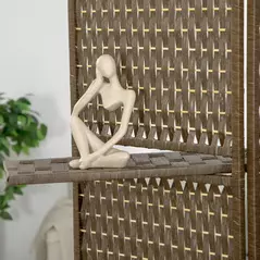 HOMCOM 4-Panel Room Dividers with Shelves, Wave Fibre Freestanding Folding Privacy Screen Panels, Partition Wall Divider for Indoor Bedroom Office, 180 cm, Brown - 8