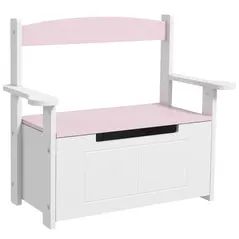 AIYAPLAY 2-in-1 Toy Box for Kids with Lid for Bedroom, Nursery, Playroom, Pink - 1