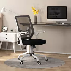 Vinsetto Mesh Office Chair, Computer Desk Chair with Flip-up Armrests, Lumbar Back Support and Swivel Wheels, Black - 2