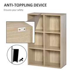HOMCOM Six-Cube Bookcase - Oak Wood Effect - 6
