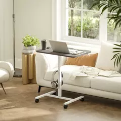 HOMCOM 75-115cm Manual Adjustable Sit-To-Stand Desk - White/Grey - 2