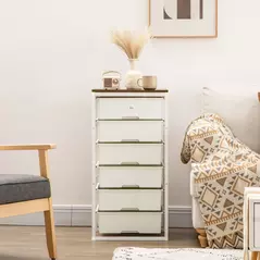 HOMCOM Bedroom Chest of Drawers, 6-Drawer Dresser, Tall Storage Drawer Unit with Steel Frame for Living Room, White - 7
