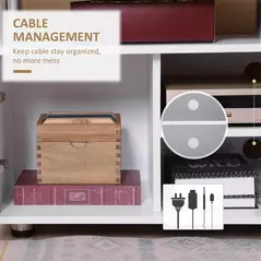 HOMCOM TV Cabinet Unit for TVs up to 50'' with Storage Shelf and Cupboards, Living Room Entertainment Center Media Console, Grey and White - 6