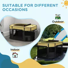 PawHut Foldable Dog Pen with Storage Bag for Indoor/Outdoor Use, Portable Pet playpen, with Ground Stakes - Yellow - 7