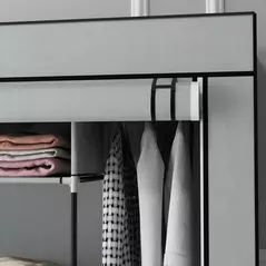 HOMCOM Fabric Wardrobe for Bedroom, Portable Cloth Wardrobe with 10 Compartments, 2 Hanging Rails and 4 Fabric Drawers, 166 x 42.5 x 169.5cm, Dark Grey - 7