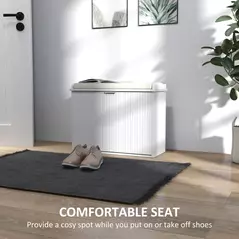 HOMCOM Elegant Six Shoe Bench, with Top Seat - White - 4