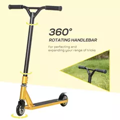 HOMCOM Stunt Scooter, 360° Entry Level Tricks Scooter w/ Lightweight Aluminium Deck and ABEC 7 Bearing, For Age 14+ Beginners, Gold Tone - 5