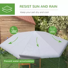 PawHut Chicken Coop for 10-15 Chickens, Hens, Rabbits, Ducks, Outdoor Garden Chicken Run, 4 x 3.5 x 2.6m - 4