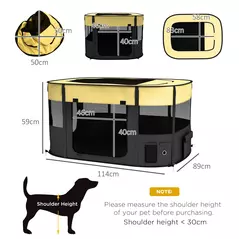 PawHut Foldable Dog Pen with Storage Bag for Indoor/Outdoor Use, Portable Pet playpen, with Ground Stakes - Yellow - 3
