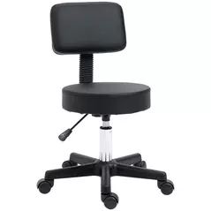 HOMCOM Swivel Salon Chair w/ Padded Seat Back 5 Wheels Adjustable Height Salon Hairdressers Tattoo Spa Rolling Black - 1