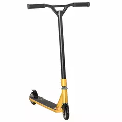 HOMCOM Stunt Scooter, 360° Entry Level Tricks Scooter w/ Lightweight Aluminium Deck and ABEC 7 Bearing, For Age 14+ Beginners, Gold Tone - 1